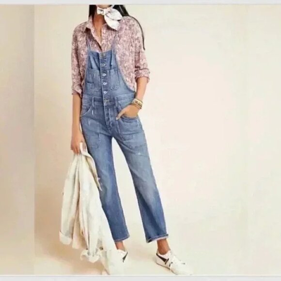 Anthropologie Pilcro Painter Denim Overalls Jumpsuit Size 26 Blue NWOT - Picture 1 of 8